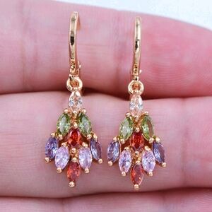Multi Color Crystal Dangle Earrings